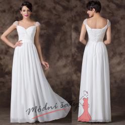 Bílé svatební šaty s rukávky