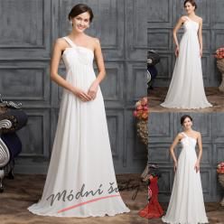 Bílé svatební šaty s dlouhou sukní do A